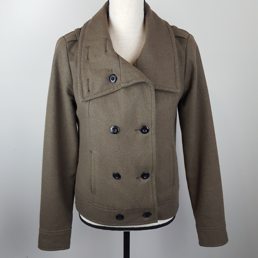 Roxy army green double breasted wool peacoat womens size medium